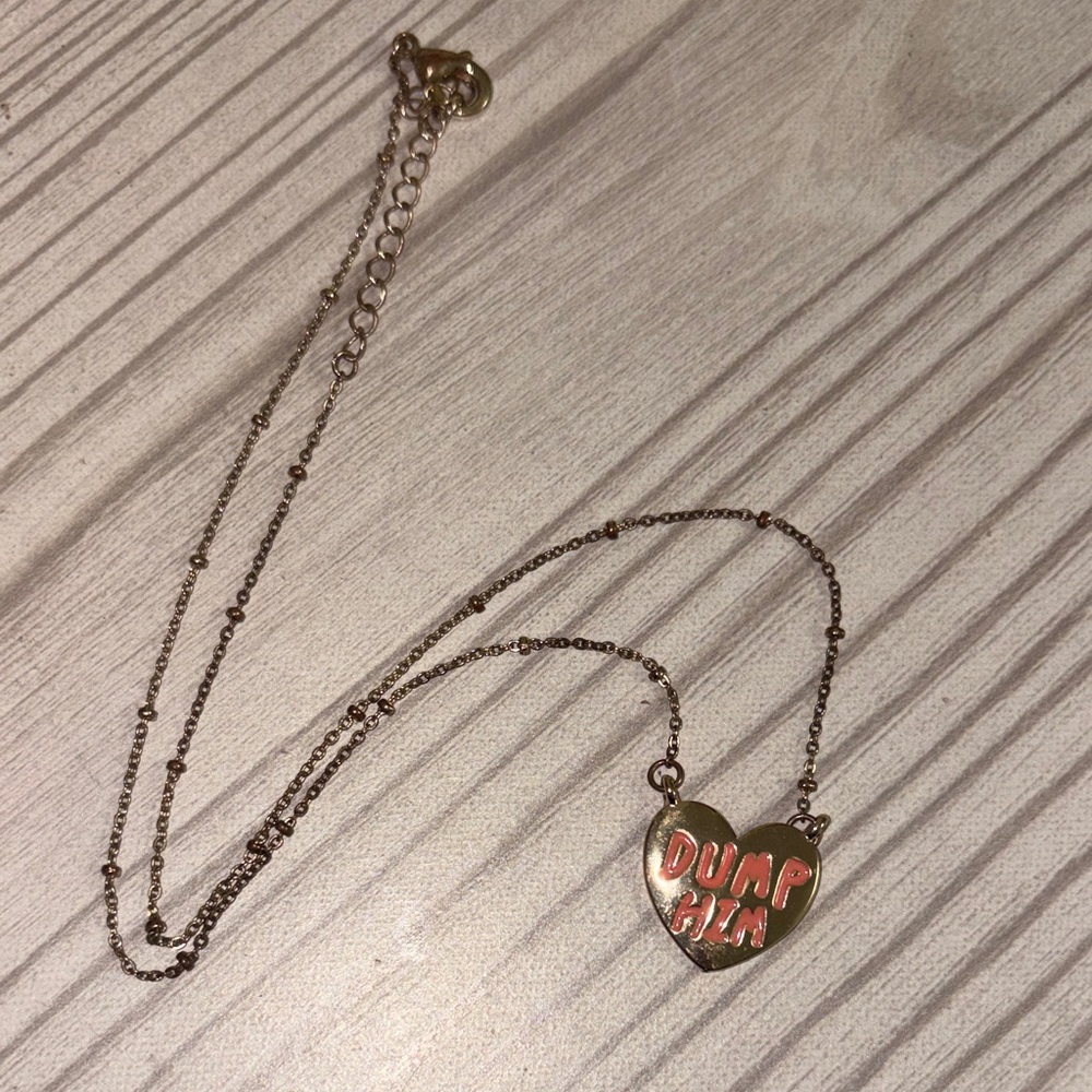 Gold Heart Dump Him Pendant Necklace